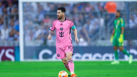 Monterrey, Nuevo León, 10 de abril de 2024. Lionel Messi, durante el partido de vuelta de los Cuartos de Final de la Champions Cup de la CONCACAF 2024, entre los Rayados del Monterrey y el Inter Miami, celebrado en el estadio BBVA. Foto: Imago7/ Andrea Jiménez