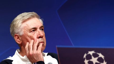 El italiano Carlo Ancelotti durante la rueda de prensa previa al partido de ida de las semifinales de la Champions League este martes ante el Bayern Múnich.