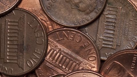 Monedas de 1 centavo de dólar.