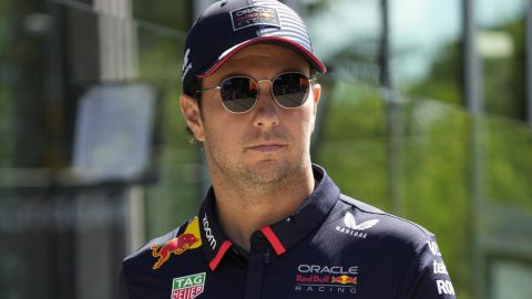 Imola (Italy), 17/05/2024.- Red Bull Racing driver Sergio Perez of Mexico arrives in the paddock ahead of the practice sessions for the Formula One Grand Prix of the Emilia Romagna in Imola, Italy, 17 May 2024. The 2024 Formula 1 Grand Prix of the Emilia Romagna is held at the Autodromo Internazionale Enzo e Dino Ferrari racetrack on 19 May. (Fórmula Uno, Italia) EFE/EPA/DANILO DI GIOVANNI