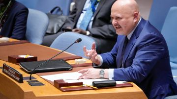 Karim Khan, Prosecutor of International Criminal Court, addresses a Security Council meeting on the situation in Sudan, Thursday, July 13, 2023 at United Nations headquarters. (AP Photo/Mary Altaffer)