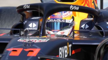 Red Bull driver Sergio Perez of Mexico steers his car during qualifying session for the Italy's Emilia Romagna Formula One Grand Prix at the Dino and Enzo Ferrari racetrack in Imola, Italy, Saturday, May 18, 2024. (AP Photo/Antonio Calanni)