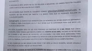 Carta de La Familia Michoacana