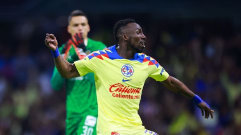 Ciudad de México, 13 de marzo de 2024. Julián Quiñones en festejo, durante el partido de vuelta de los Octavos de Final de la Champions Cup de la CONCACAF 2024, entre las Águilas del América y las Chivas Rayadas del Guadalajara, celebrado en el Estadio Azteca. Foto: Imago7/ Eloisa Sánchez