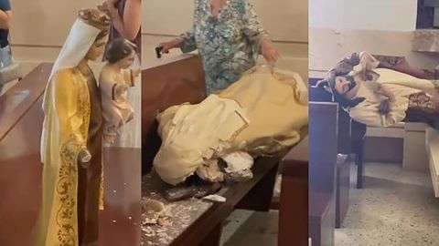 Hombre causa destrozos en una iglesia