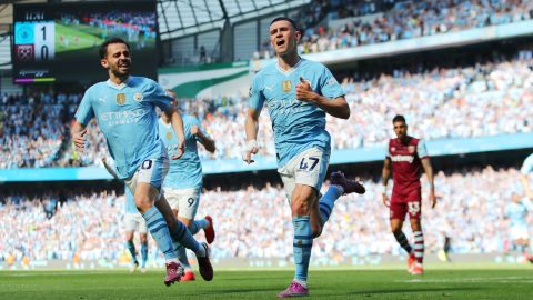 El inglés Phil Foden fue la gran figura este domingo al anotar un doblete que comandó la victoria del Manchester City sobre el West Ham.