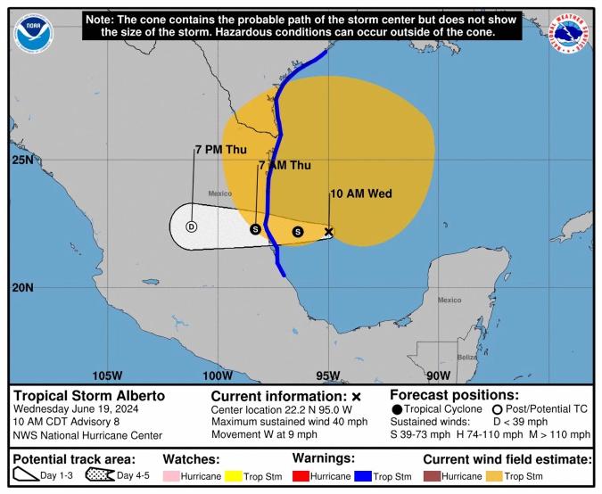 Alberto, la primera tormenta tropical del año, amenaza con fuertes lluvias a México y Texas