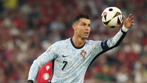 Gelsenkirchen (Germany), 26/06/2024.- Cristiano Ronaldo of Portugal reacts during the UEFA EURO 2024 group F soccer match between Georgia and Portugal, in Gelsenkirchen, Germany, 26 June 2024. (Alemania) EFE/EPA/FRIEDEMANN VOGEL