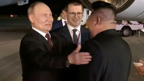 Putin a su llegada a Corea del Norte.