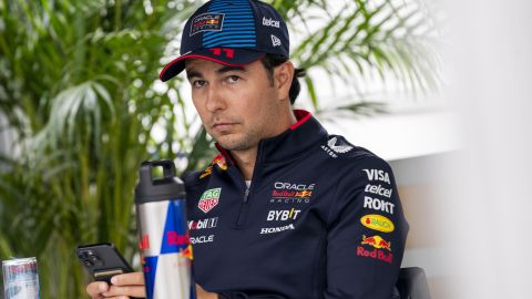 Montreal (Canada), 06/06/2024.- Red Bull Racing driver Sergio Perez of Mexico in the paddock ahead of the Formula One Grand Prix of Canada, in Montreal, Canada, 06 June 2024. The 2024 Formula 1 Grand Prix of Canada is held on Circuit Gilles Villeneuve racetrack on 09 June. (Fórmula Uno) EFE/EPA/SHAWN THEW