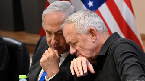 En esta foto reciente, el primer ministro Benjamin Netanyahu (izq.) y el ministro del Gabinete de Guerra, Benny Gantz.