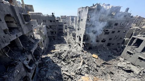 La zona atacada por Israel quedó totalmente devastada.