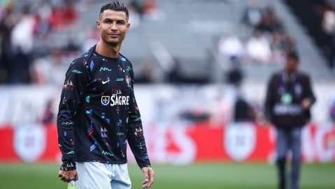Oeiras (Portugal), 08/06/2024.- Portugal player Cristiano Ronaldo reacts during the international friendly soccer match Portugal vs Croatia, in Oeiras, Portugal, 08 June 2024. (Futbol, Amistoso, Croacia) EFE/EPA/RODRIGO ANTUNES
