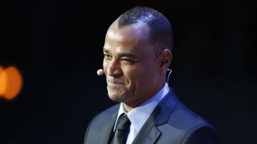 Former Brazilian soccer international Cafu smiles as he assists in the 2018 soccer World Cup draw in the Kremlin in Moscow, Friday Dec. 1, 2017. (AP Photo/Alexander Zemlianichenko)
