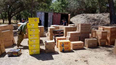 This June 1, 2018 photo released by Cal Fire shows illegal fireworks that were seized in Northern California. Six people have been arrested in what California authorities said Thursday was one of the largest illegal firework operations in state. (Cal Fire via AP)