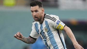 Argentina's Lionel Messi in action during the World Cup round of 16 soccer match between Argentina and Australia at the Ahmad Bin Ali Stadium in Doha, Qatar, Saturday, Dec. 3, 2022. (AP Photo/Lee Jin-man)