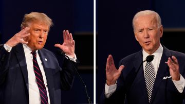 El presidente Donald Trump (i) y el exvicepresidente Joe Biden durante el primer debate presidencial realizado el 29 de septiembre de 2020 en Cleveland.