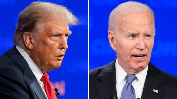 El candidato presidencial republicano, el expresidente Donald Trump, izquierda, y el presidente Joe Biden durante un debate presidencial organizado por CNN.