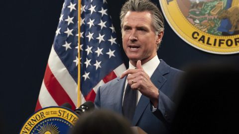 El gobernador Gavin Newsom presenta su informe sobre el estado que guarda el estado. (AP Photo/Rich Pedroncelli)