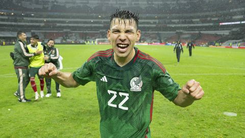 Ciudad de México, 21 de noviembre de 2023. Hirving Lozano durante el partido de vuelta de los Cuartos de Final de la Liga de Naciones de la Concacaf 2023-2024, entre la Selección Nacional de México y la Selección de Honduras, celebrado en el estadio Azteca. Foto: Imago7/ Etzel Espinosa