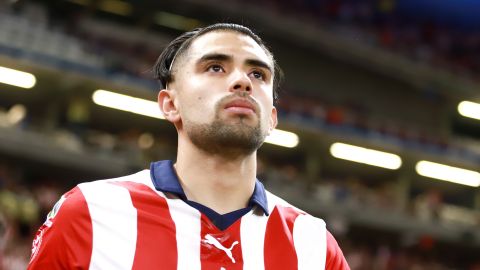 Guadalajara, Jalisco a 15 de Mayo del 2024. Ricardo Marín, durante el partido de ida de la Semifinal del torneo Clausura 2024 de la Liga BBVA MX, entre las Chivas rayadas de Guadalajara y las águilas del América, celebrado en el estadio Akron. Foto: Imago7/ Óscar Meza