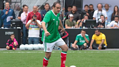 Ciudad de México, 9 de julio de 2017. Cuauhtemoc Blanco, durante el juego de Leyendas Las Revanchas, entre ex jugadores de la Selección Nacional de México y ex jugadores de la Selección de Alemania, celebrado en el Zócalo. Foto: Imago7/Alejandra Suárez