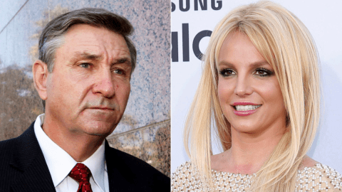 Jamie Spears, padre de la cantante Britney Spears, sale del Tribunal Stanley Mosk en Los Ángeles el 24 de octubre de 2012, a la izquierda, y Britney Spears llega a los Billboard Music Awards en Las Vegas el 17 de mayo de 2015. (Foto AP)