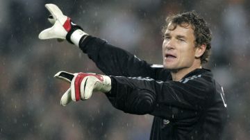 Germany's goalkeeper Jens Lehmann gestures during the Group D Euro 2008 qualifying soccer match Between Germany and Cyprus in Hanover, northern Germany, on Saturday, Nov. 17 2007. (AP Photo/Roberto Pfeil)