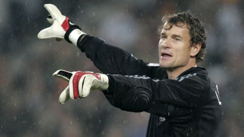 Germany's goalkeeper Jens Lehmann gestures during the Group D Euro 2008 qualifying soccer match Between Germany and Cyprus in Hanover, northern Germany, on Saturday, Nov. 17 2007. (AP Photo/Roberto Pfeil)