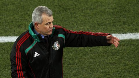 Mexico head coach Javier Aguirre gestures during the World Cup group A soccer match between France and Mexico at Peter Mokaba Stadium in Polokwane, South Africa, Thursday, June 17, 2010. (AP Photo/Hassan Ammar)