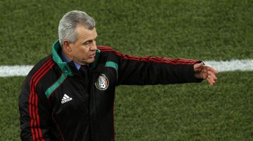 Mexico head coach Javier Aguirre gestures during the World Cup group A soccer match between France and Mexico at Peter Mokaba Stadium in Polokwane, South Africa, Thursday, June 17, 2010. (AP Photo/Hassan Ammar)