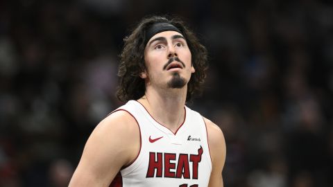 Miami Heat guard Jaime Jaquez Jr. (11) in action during the second half of an NBA basketball game against the Washington Wizards, Sunday, March 31, 2024, in Washington. The Heat won 119-107. (AP Photo/Nick Wass)