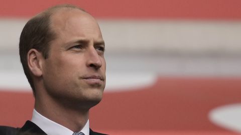Britain's Prince William waits for the start of the quarterfinal match between England and Switzerland at the Euro 2024 soccer tournament in Duesseldorf, Germany, Saturday, July 6, 2024. (AP Photo/Thanassis Stavrakis)