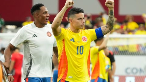 James Rodríguez celebrando luego de la contundente victoria de Colombia sobre Panamá.