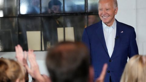 President Joe Biden speaks during a campaign stop at Garage Grill & Fuel Bar in Northville, Mich., Friday July 12, 2024. (AP Photo/Jacquelyn Martin)