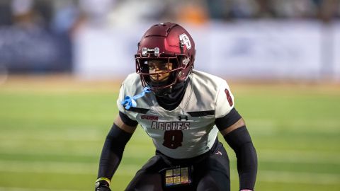 FILE - Then-New Mexico State cornerback Andre Seldon Jr. defends during an NCAA football game against UTEP on Oct. 18, 2023, in El Paso, Texas. Seldon Jr. died Saturday, July 20, 2024 in an apparent drowning at Porcupine Reservoir, according to the school. (AP Photo/Andres Leighton, file)