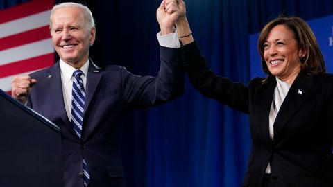 FILE - President Joe Biden, left, and Vice President Kamala Harris stand on stage at the Democratic National Committee winter meeting, Feb. 3, 2023, in Philadelphia. She's already broken barriers, and now Harris could soon become the first Black woman to head a major party's presidential ticket after President Joe Biden's ended his reelection bid. The 59-year-old Harris was endorsed by Biden on Sunday, July 21, 2024, after he stepped aside amid widespread concerns about the viability of his candidacy. (AP Photo/Patrick Semansky, File)