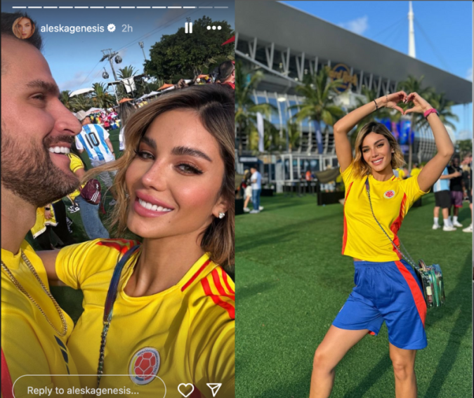 Aleska Génesis y Clovis se muestran muy enamorados en la final de la Copa América