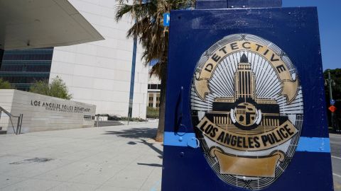 FILE - The Los Angeles Police Department headquarters building is seen downtown Los Angeles, Friday, July 8, 2022. The LAPD says its YouTube account was suspended after posting video of a violent attack in an attempt to get the public's help and that its appeal for reinstatement was denied. The announcement was posted on social media site X. (AP Photo/Damian Dovarganes, File)