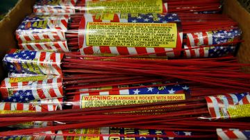 Bottle rockets are shown at Southgate Fireworks in Southgate, Thursday, May 24, 2012. Roughly 500 certificates so far have been granted to businesses seeking to sell fireworks that had been prohibited for years, the Michigan Bureau of Fire Services reports. Bottle rockets, aerial cakes, Roman candles, firecrackers _ all can be sold and enjoyed legally after lawmakers and Gov. Rick Snyder erased the ban. It means no more clandestine trips to Ohio and Indiana for fiery summer fixings. Michigan residents were returning home with illegal fireworks but enforcement wasn't strict. (AP Photo/Paul Sancya)