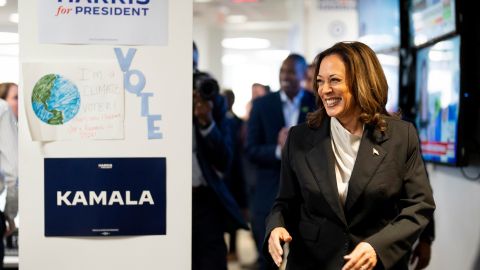 La vicepresidenta Kamala Harris en la sede de su campaña en Wilmington, Delaware.