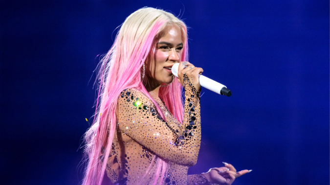 Karol G se presenta en el Estadio Santiago Bernabéu de Madrid. La colombiana llenó el estadio con 240 mil asistentes a lo largo de cuatro fechas en la casa del Real Madrid, haciendo historia con su "Mañana Será Bonito World Tour", que concluye esta noche. /Madrid, 21 de julio de 2024