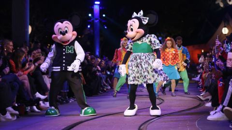 Disney's characters Mickey and Minnie Mouse walk down the runway at the Opening Ceremony Spring 2018 Collection Show presented at Disneyland on Wednesday, March 7, 2018, in Anaheim, Calif. (Photo by Willy Sanjuan/Invision/AP)