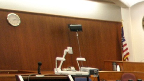 ** RETRANSMIT TO CORRECTS NAME OF COURT TO SANTA BARBARA COUNTY SUPERIOR COURT, NOT SANTA MARIA** Santa Barbara County Superior Court Judge Rodney S. Melville's Courtroom No. 8 is seen at the courthouse in Santa Maria, Calif., Sunday, Jan. 30, 2005. Jury selection in the child molestation case against Michael Jackson begins in this room Monday, a trial that promises to be like no other. Jackson is expected to appear in a case that has become a symbol of the American obsession with celebrity. (AP Photo/Spencer Weiner, Pool)