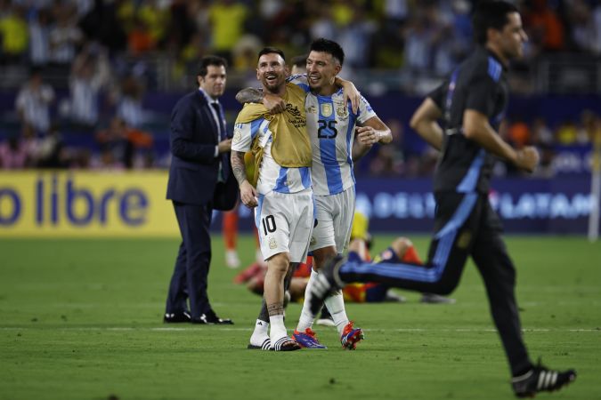 Lionel Messi celebrando una vez finalizado el partido ante la selección colombiana con lo que se proclamaron campeones de la Copa América Estados Unidos 2024.