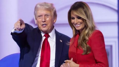 Trump y su esposa Melania en la convención el jueves.