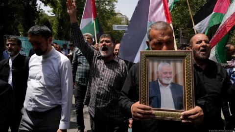 Manifestación en Teherán tras la muerte de Haniyeh.