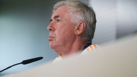 El entrenador italiano del Real Madrid, Carlo Ancelotti, durante una rueda de prensa.