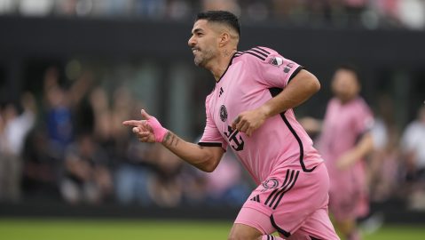 Luis Suárez celebra un gol con el Inter Miami.