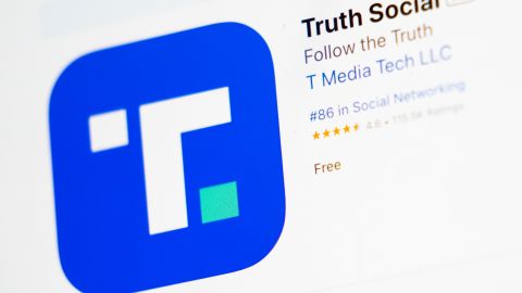 FILE - The download screen for Truth Social app is seen on a laptop computer, March 20, 2024, in New York. Trump Media and Technology Group, the owner of former President Donald Trump's social networking site Truth Social, lost more than $300 million last quarter, according to its first earnings report as a publicly traded company Monday, May 20. (AP Photo/John Minchillo, File)